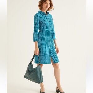 Boden Tara Jersey Shirt Patterned Dress W1414 Sz 4 Long
